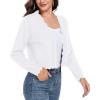 imageGRECERELLE Womens Long Sleeve Lightweight Open Front Cropped Cardigan Knit Sweaters Bolero Shrugs S2XLAwhite