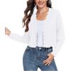 imageGRECERELLE Womens Long Sleeve Lightweight Open Front Cropped Cardigan Knit Sweaters Bolero Shrugs S2XLAwhite