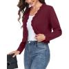 imageGRECERELLE Womens Long Sleeve Lightweight Open Front Cropped Cardigan Knit Sweaters Bolero Shrugs S2XLBurgundy