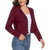imageGRECERELLE Womens Long Sleeve Lightweight Open Front Cropped Cardigan Knit Sweaters Bolero Shrugs S2XLBurgundy