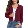 imageGRECERELLE Womens Long Sleeve Lightweight Open Front Cropped Cardigan Knit Sweaters Bolero Shrugs S2XLBurgundy