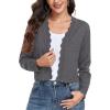 imageGRECERELLE Womens Long Sleeve Lightweight Open Front Cropped Cardigan Knit Sweaters Bolero Shrugs S2XLCharcoal