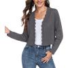imageGRECERELLE Womens Long Sleeve Lightweight Open Front Cropped Cardigan Knit Sweaters Bolero Shrugs S2XLCharcoal