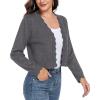 imageGRECERELLE Womens Long Sleeve Lightweight Open Front Cropped Cardigan Knit Sweaters Bolero Shrugs S2XLCharcoal