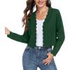 imageGRECERELLE Womens Long Sleeve Lightweight Open Front Cropped Cardigan Knit Sweaters Bolero Shrugs S2XLDark Green