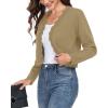 imageGRECERELLE Womens Long Sleeve Lightweight Open Front Cropped Cardigan Knit Sweaters Bolero Shrugs S2XLKhaki