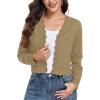imageGRECERELLE Womens Long Sleeve Lightweight Open Front Cropped Cardigan Knit Sweaters Bolero Shrugs S2XLKhaki