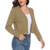 imageGRECERELLE Womens Long Sleeve Lightweight Open Front Cropped Cardigan Knit Sweaters Bolero Shrugs S2XLKhaki