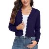 imageGRECERELLE Womens Long Sleeve Lightweight Open Front Cropped Cardigan Knit Sweaters Bolero Shrugs S2XLNavy Blue