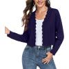 imageGRECERELLE Womens Long Sleeve Lightweight Open Front Cropped Cardigan Knit Sweaters Bolero Shrugs S2XLNavy Blue