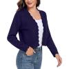 imageGRECERELLE Womens Long Sleeve Lightweight Open Front Cropped Cardigan Knit Sweaters Bolero Shrugs S2XLNavy Blue