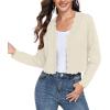 imageGRECERELLE Womens Long Sleeve Lightweight Open Front Cropped Cardigan Knit Sweaters Bolero Shrugs S2XLOatmeal