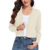 imageGRECERELLE Womens Long Sleeve Lightweight Open Front Cropped Cardigan Knit Sweaters Bolero Shrugs S2XLOatmeal