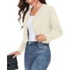 imageGRECERELLE Womens Long Sleeve Lightweight Open Front Cropped Cardigan Knit Sweaters Bolero Shrugs S2XLOatmeal