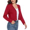 imageGRECERELLE Womens Long Sleeve Lightweight Open Front Cropped Cardigan Knit Sweaters Bolero Shrugs S2XLRed