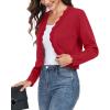 imageGRECERELLE Womens Long Sleeve Lightweight Open Front Cropped Cardigan Knit Sweaters Bolero Shrugs S2XLRed