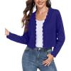 imageGRECERELLE Womens Long Sleeve Lightweight Open Front Cropped Cardigan Knit Sweaters Bolero Shrugs S2XLRoyal Blue