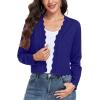 imageGRECERELLE Womens Long Sleeve Lightweight Open Front Cropped Cardigan Knit Sweaters Bolero Shrugs S2XLRoyal Blue