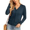 imageGRECERELLE Womens Long Sleeve VNeck Button Down Cardigan Knit Shrugs SweaterBlue Gray