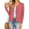 imageGRECERELLE Womens Long Sleeve VNeck Button Down Cardigan Knit Shrugs SweaterCoral Red