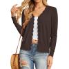 imageGRECERELLE Womens Long Sleeve VNeck Button Down Cardigan Knit Shrugs SweaterDark Coffee