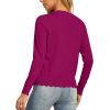 imageGRECERELLE Womens Long Sleeve VNeck Button Down Cardigan Knit Shrugs SweaterRaspberry Red