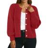 imageGRECERELLE Womens Chunky Open Front Sweater Long Sleeve Button Knit Short Loose Cardigan Outerwear S2XLRed