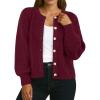 imageGRECERELLE Womens Chunky Open Front Sweater Long Sleeve Button Knit Short Loose Cardigan Outerwear S2XLWine Red
