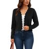 imageGRECERELLE Womens Long Sleeve Lightweight Open Front Cropped Cardigan Knit Sweaters Bolero Shrugs S2XLAblack