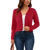 imageGRECERELLE Womens Long Sleeve Lightweight Open Front Cropped Cardigan Knit Sweaters Bolero Shrugs S2XLRed