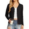 imageGRECERELLE Womens Long Sleeve VNeck Button Down Cardigan Knit Shrugs Sweater01 Black