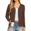 imageGRECERELLE Womens Long Sleeve VNeck Button Down Cardigan Knit Shrugs SweaterCoffee