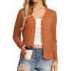 imageGRECERELLE Womens Long Sleeve VNeck Button Down Cardigan Knit Shrugs SweaterPumpkin Orange