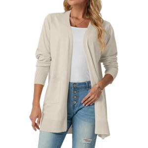 imageGRECERELLE Womens Lightweight Open Front Casual VNeck Long Cardigan Sweater with Pockets S2XLOatmeal