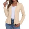 imageGRECERELLE Women Lightweight Casual Long Sleeves Cropped Cardigan Open Front Peplum Knit Sweater OutwearApricot
