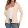 imageGRECERELLE Women Lightweight Casual Long Sleeves Cropped Cardigan Open Front Peplum Knit Sweater OutwearApricot