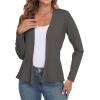 imageGRECERELLE Women Lightweight Casual Long Sleeves Cropped Cardigan Open Front Peplum Knit Sweater OutwearDark Gray