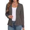 imageGRECERELLE Women Lightweight Casual Long Sleeves Cropped Cardigan Open Front Peplum Knit Sweater OutwearDark Gray