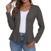imageGRECERELLE Women Lightweight Casual Long Sleeves Cropped Cardigan Open Front Peplum Knit Sweater OutwearDark Gray