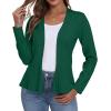 imageGRECERELLE Women Lightweight Casual Long Sleeves Cropped Cardigan Open Front Peplum Knit Sweater OutwearDark Green