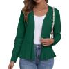 imageGRECERELLE Women Lightweight Casual Long Sleeves Cropped Cardigan Open Front Peplum Knit Sweater OutwearDark Green