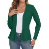 imageGRECERELLE Women Lightweight Casual Long Sleeves Cropped Cardigan Open Front Peplum Knit Sweater OutwearDark Green