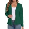 imageGRECERELLE Women Lightweight Casual Long Sleeves Cropped Cardigan Open Front Peplum Knit Sweater OutwearDark Green