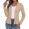 imageGRECERELLE Women Lightweight Casual Long Sleeves Cropped Cardigan Open Front Peplum Knit Sweater OutwearKhaki
