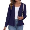 imageGRECERELLE Women Lightweight Casual Long Sleeves Cropped Cardigan Open Front Peplum Knit Sweater OutwearNavy Blue