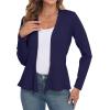imageGRECERELLE Women Lightweight Casual Long Sleeves Cropped Cardigan Open Front Peplum Knit Sweater OutwearNavy Blue