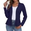 imageGRECERELLE Women Lightweight Casual Long Sleeves Cropped Cardigan Open Front Peplum Knit Sweater OutwearNavy Blue