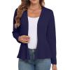 imageGRECERELLE Women Lightweight Casual Long Sleeves Cropped Cardigan Open Front Peplum Knit Sweater OutwearNavy Blue