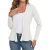 imageGRECERELLE Women Lightweight Casual Long Sleeves Cropped Cardigan Open Front Peplum Knit Sweater OutwearWhite