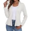 imageGRECERELLE Women Lightweight Casual Long Sleeves Cropped Cardigan Open Front Peplum Knit Sweater OutwearWhite
